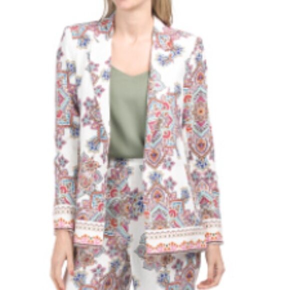 Rachel Zoe Jackets & Blazers - Rachel Zoe Paisley Boho Open Front Linen Blend Blazer Size Small